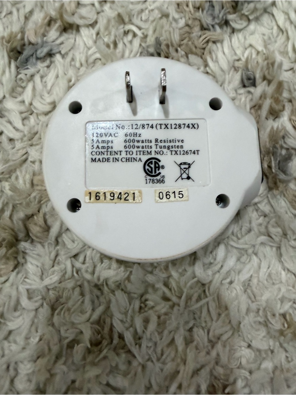 Timex White Digital Plug-In Timer* - Picture 3 of 6